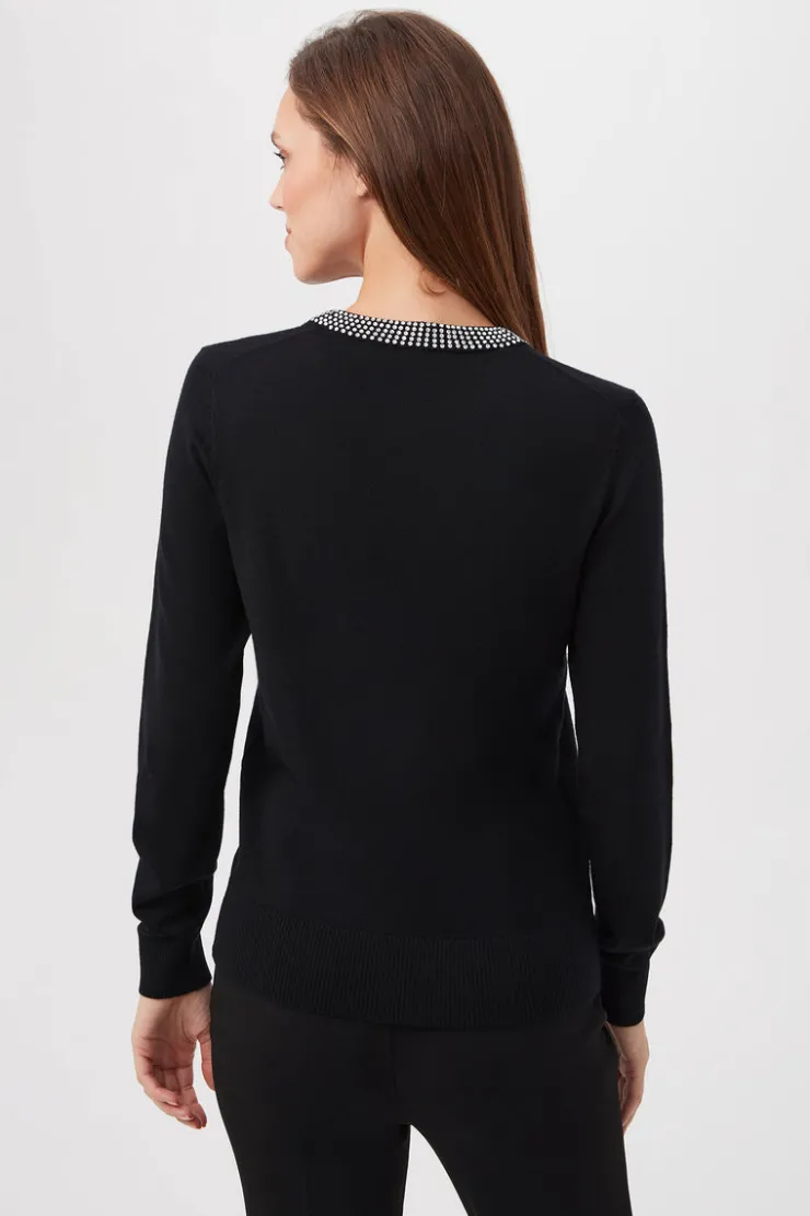 Fashion Laelia Rhinestone Trim Sweater In Sweaters