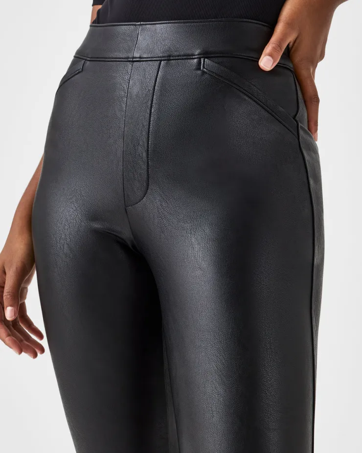 Clearance Leather-Like Flare Pant In Black Pants