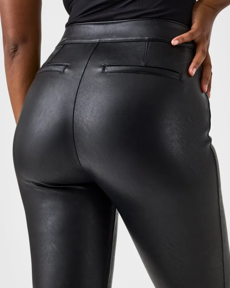 Clearance Leather-Like Flare Pant In Black Pants