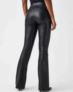 Clearance Leather-Like Flare Pant In Black Pants