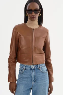 Outlet Linette Leather Jacket In All Outerwear