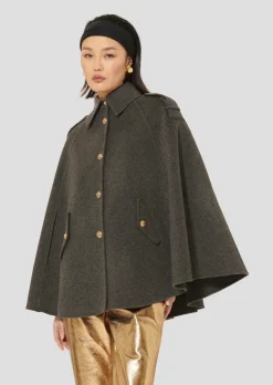 Hot Majorelle Double-faced Cape Coat In Charcoal All Outerwear