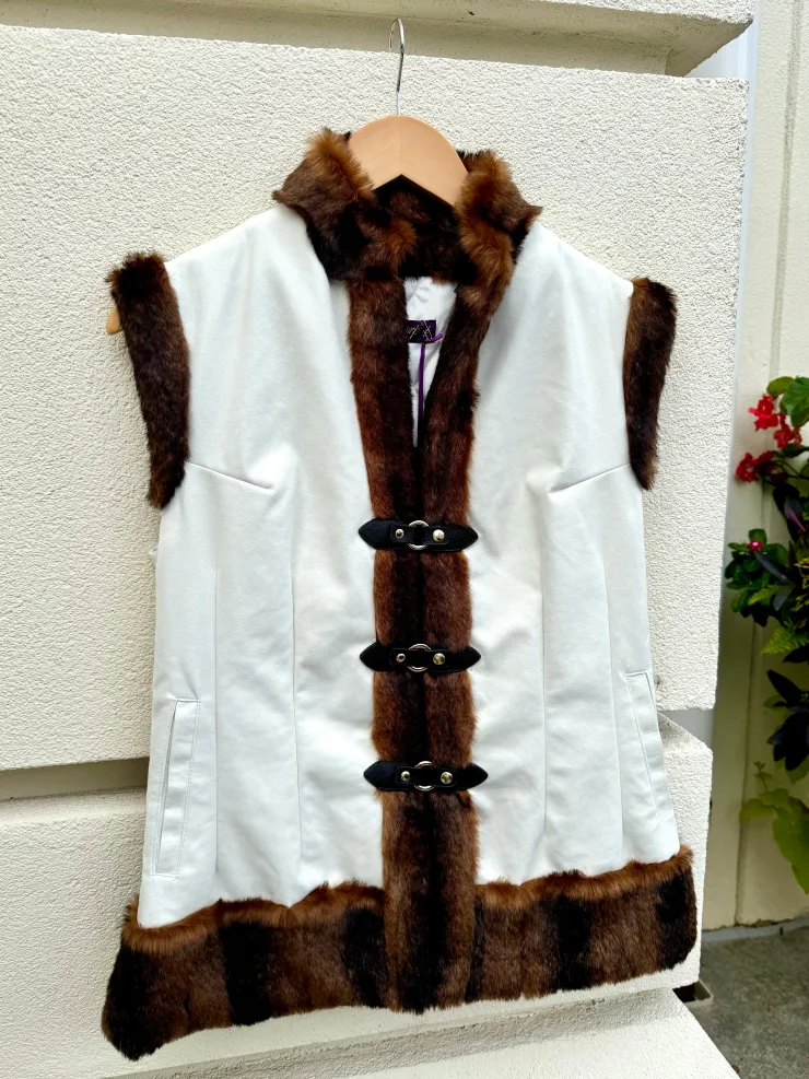 Clearance Marianna Faux Fur Trim Toggle Vest In All Outerwear