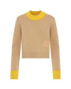 Discount Marlene Two-Tone Pullover With Handmade Needling In Yellow Sweaters