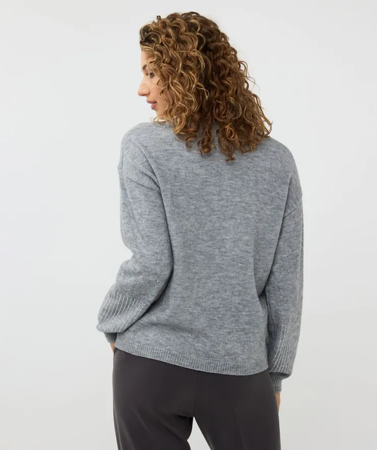 Fashion Melange Strass Stone Sweater In Sweaters