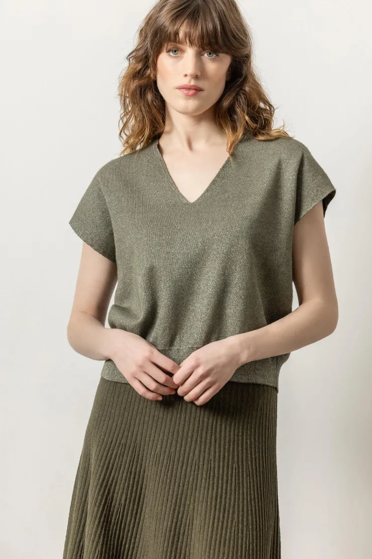 Outlet Metallic V-Neck Sweater In Sweaters|Shop All Matching Sets