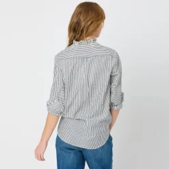 Discount Mia Ruffle Stripe Shirt In Blouses
