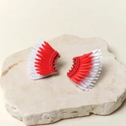 New Mini Madeline Earrings In Red/White Earrings