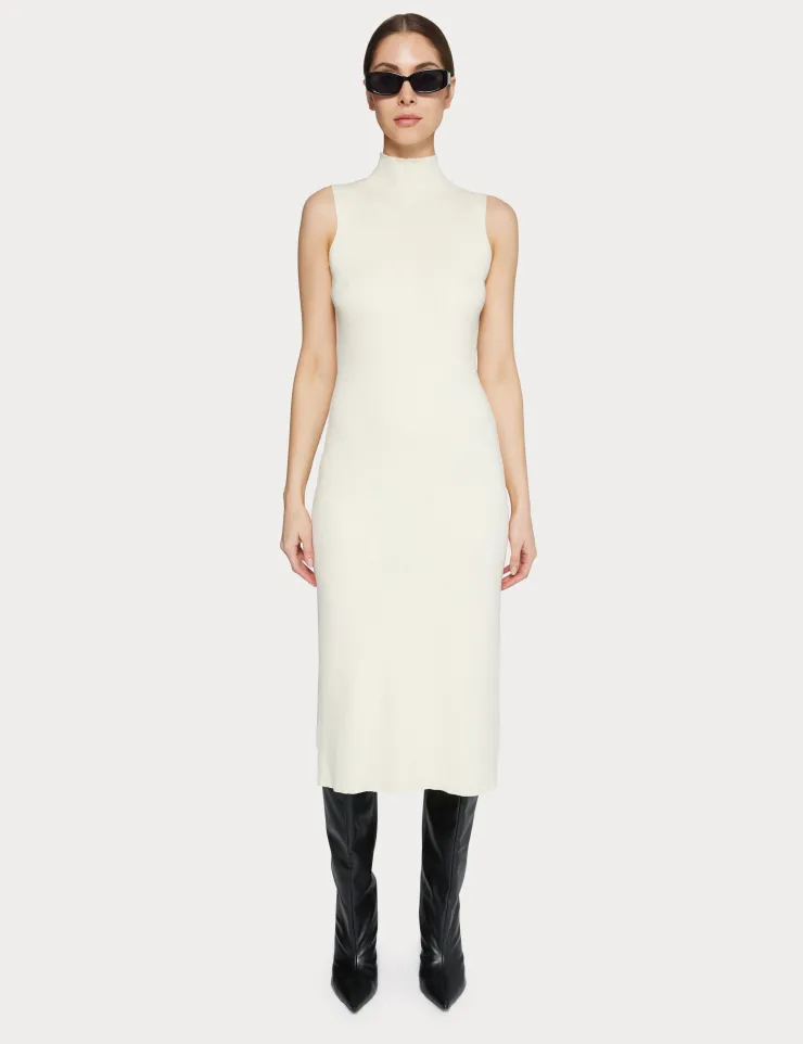 Hot Naomi Modal Ribbed Dress In Ivory Sweaters