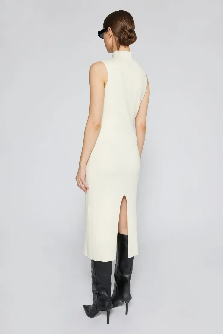 Hot Naomi Modal Ribbed Dress In Ivory Sweaters