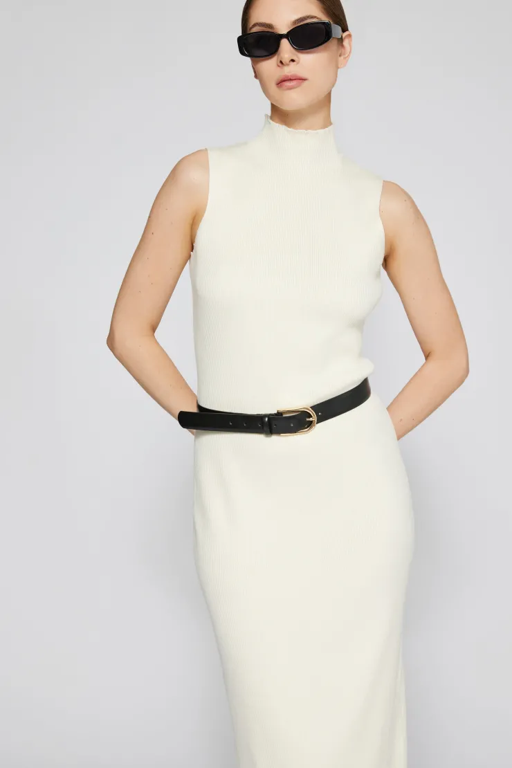 Hot Naomi Modal Ribbed Dress In Ivory Sweaters