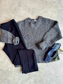 Fashion Open Gauge Crew Neck Sweater In Sweaters