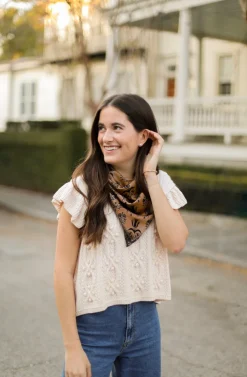 Discount Block Print Scarf In Neutral Scarves