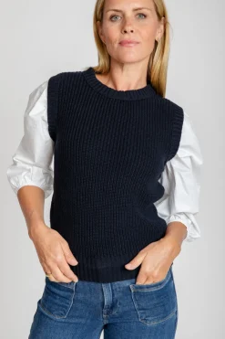 Hot Phoebe Mixed Media Sweater Shirt In Sweaters