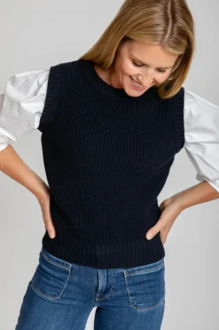 Hot Phoebe Mixed Media Sweater Shirt In Sweaters