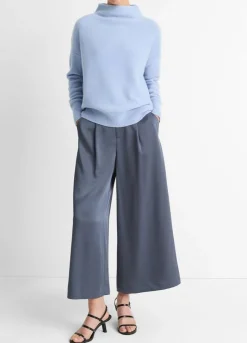 Online Plush Cashmere Funnel Neck Sweater In Blue Sweaters