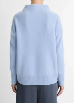 Online Plush Cashmere Funnel Neck Sweater In Blue Sweaters