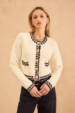 Clearance Preppy Chantilly Sweater Jacket In /Navy Sweaters|All Outerwear