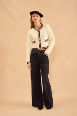 Clearance Preppy Chantilly Sweater Jacket In /Navy Sweaters|All Outerwear