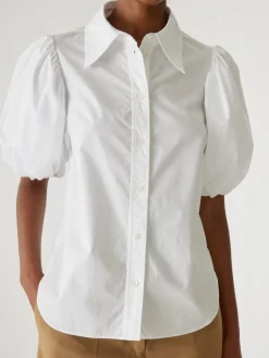 Discount Puff Sleeve Button Down Shirt In Blouses