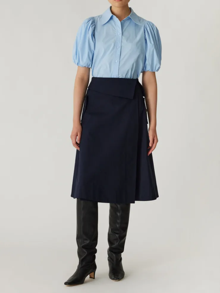 Online Refined Sateen Foldover Wrap Skirt In Skirts