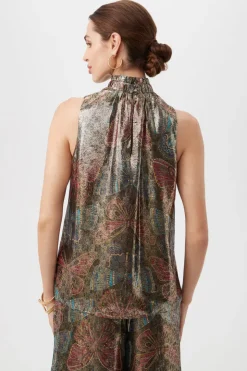 Best Rissa Butterfly Print Silk Top In Blouses