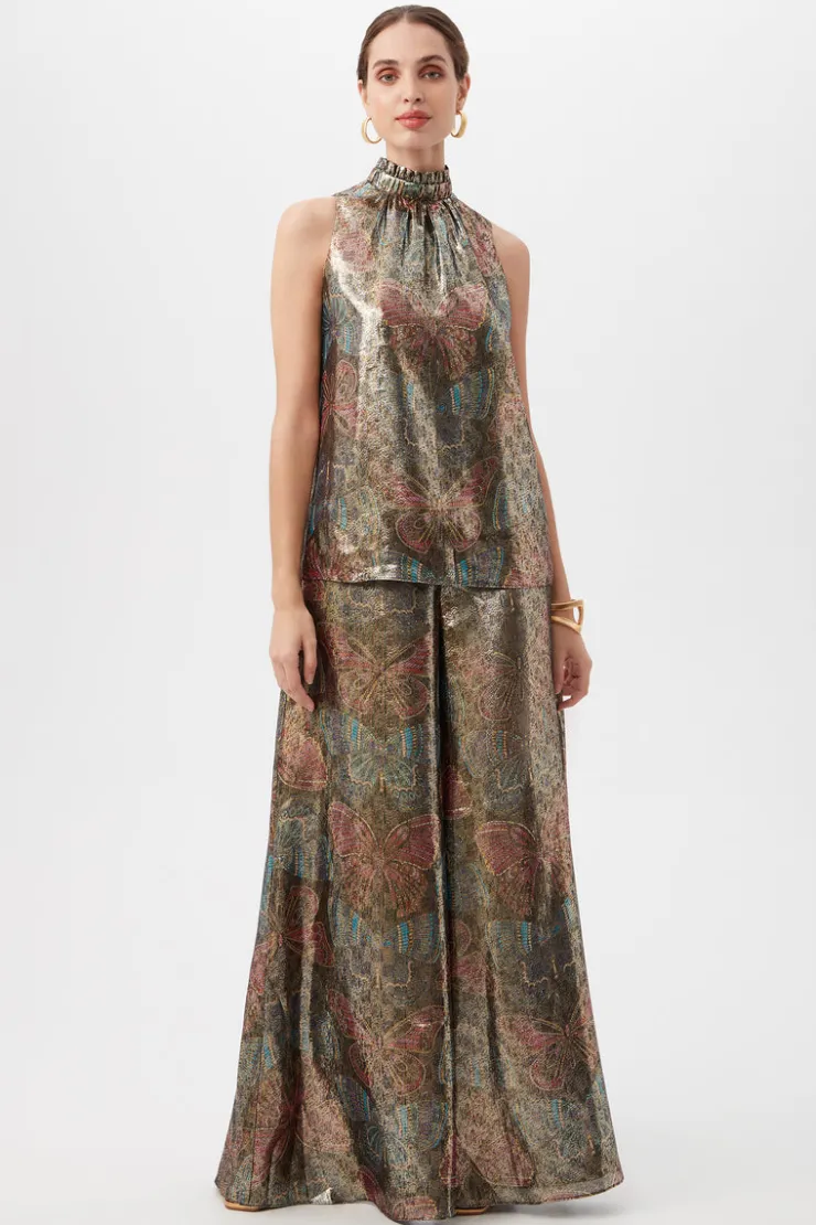 Best Rissa Butterfly Print Silk Top In Blouses