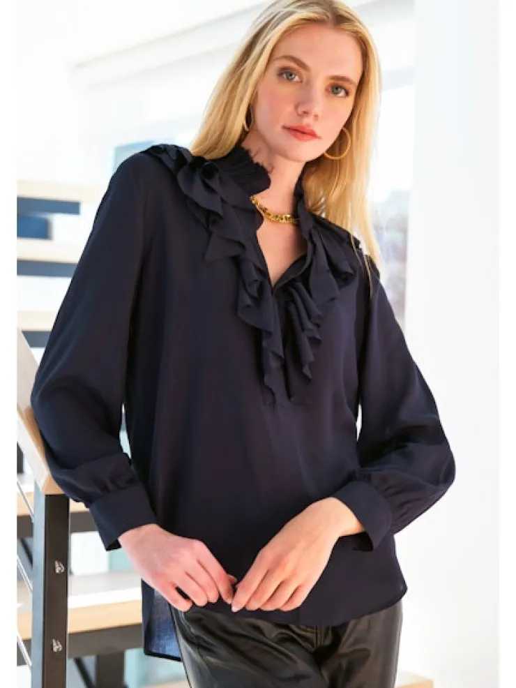 Sale Rory Fray Neck Top In Blouses