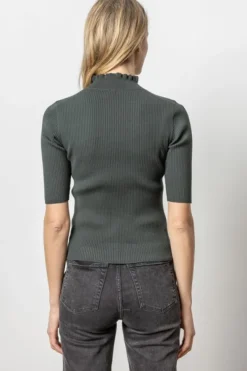 Sale Ruffle Mock Neck Sweater In Sweaters