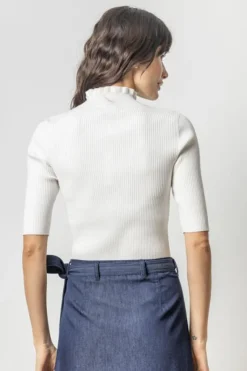 Fashion Ruffle Mock Neck Sweater In Sweaters