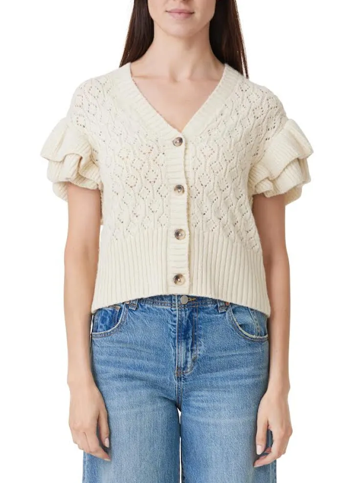 New Ruffle Sleeve Cardigan In Sweaters