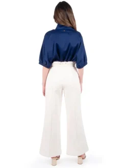 Outlet Ruffled Flared Pant In Gardenia Pants|Denim