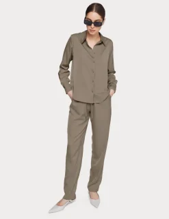 Clearance Satin Button Down Blouse In Blouses