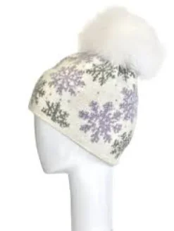 Discount Snowflake Pom Hat In White And Lavender Hats