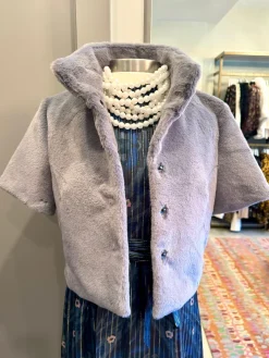 Best Standing Collar Faux Fur Bolero Jacket In All Outerwear