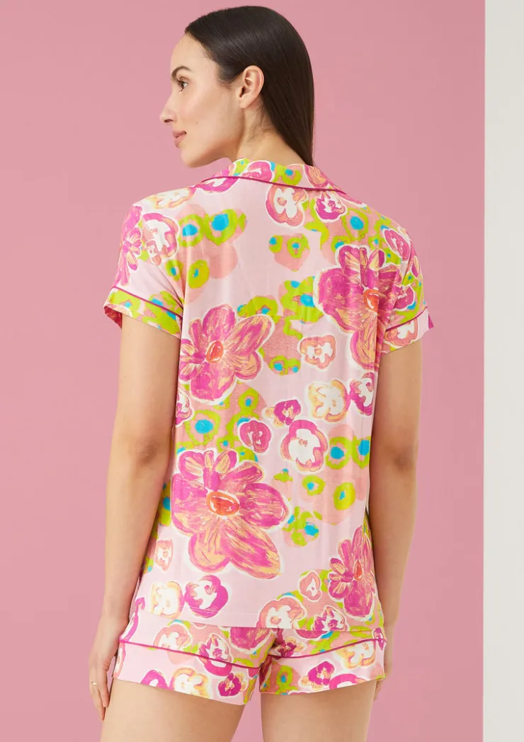 Outlet The Jenna PJ Set In Floral Pond Pink All Loungwear