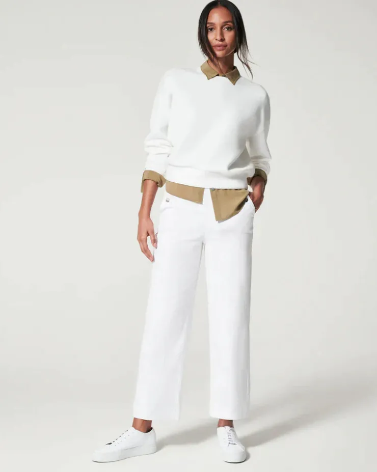 Hot Twill Cropped Wide Leg Pant In Bright Pants|Denim