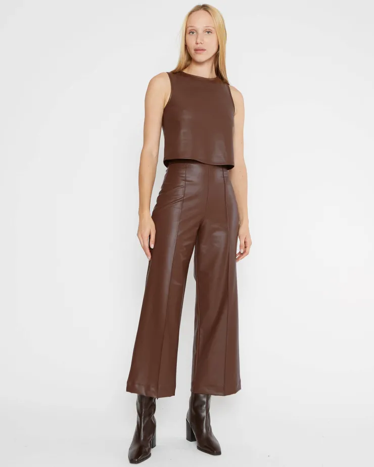 Best Vegan Leather Cropped Straight Leg Pant In Pants|Shop All Matching Sets