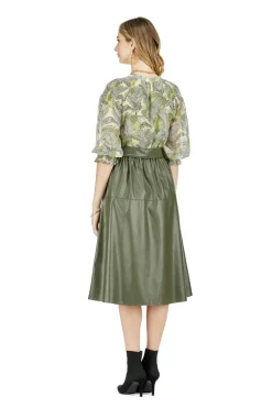 New Vegan Leather Tie Waist Midi Skirt In Skirts