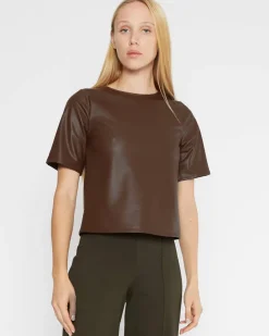 Fashion Vegan Leather Top In Blouses|Shop All Matching Sets