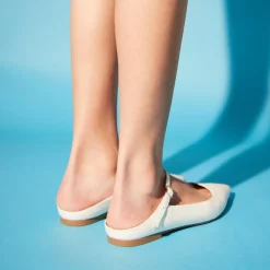 Fashion Vida Mule In Bone Snake Flats