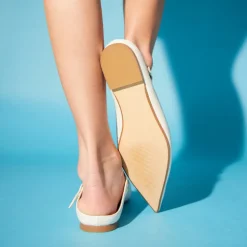 Fashion Vida Mule In Bone Snake Flats