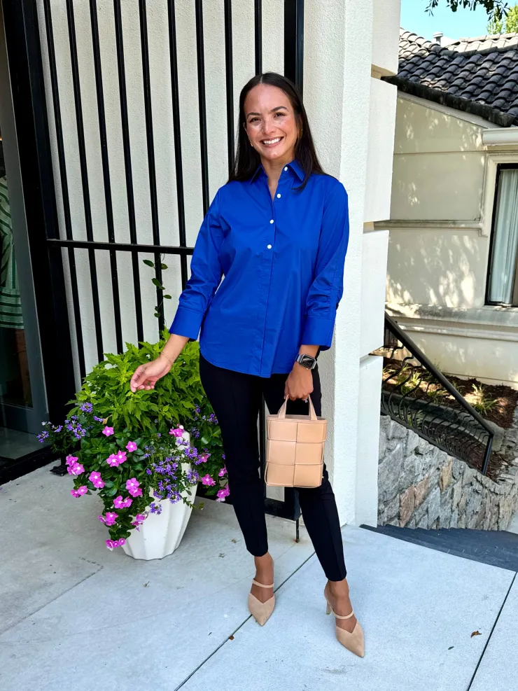 Fashion Zoey 3/4 Length Ruched Sleeve Top In Blouses